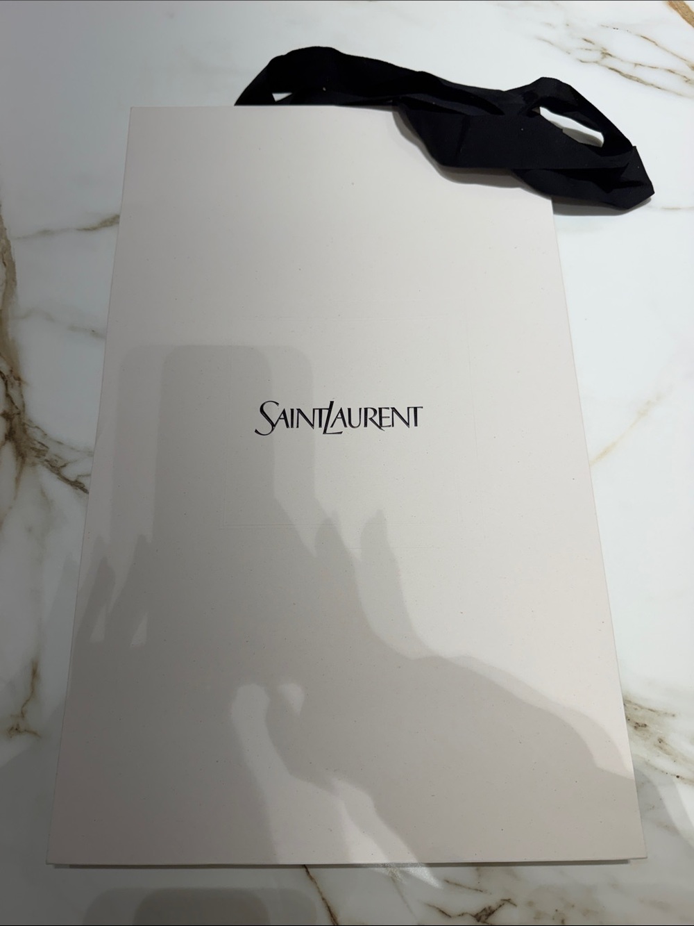Saint Laurent White Gift Bag with Black Ribbon Handle